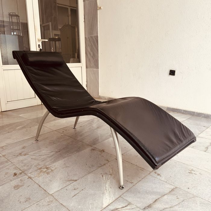 Датски релакс шезлонг от 90-те,естествена кожа,Дания