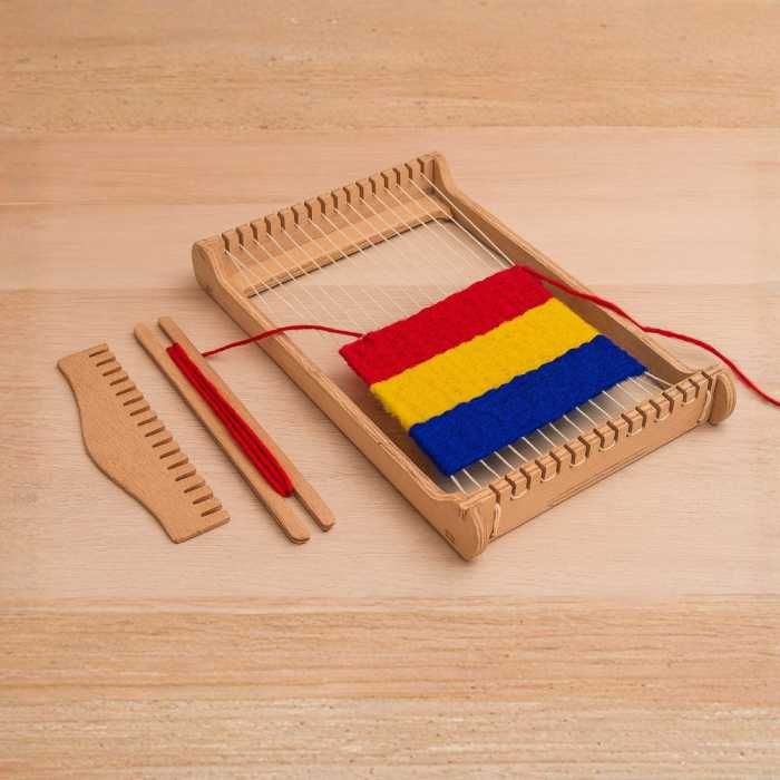Razboi de tesut din lemn, pentru copii, 17x10cm