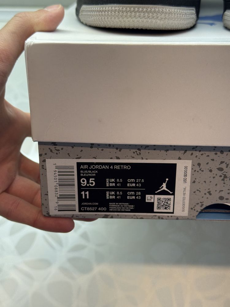 Jordan 4 UNC University Blue 43 Номер Кецове + Кутия