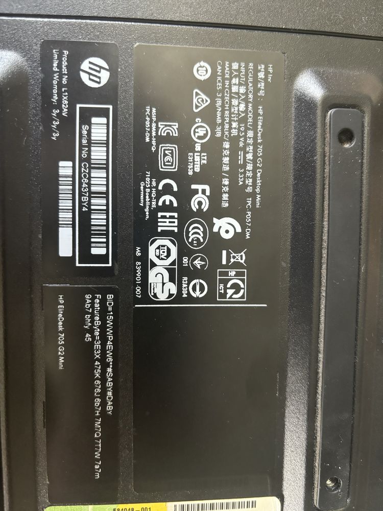 Продавам мини компютър HP EliteDesk 705 G2