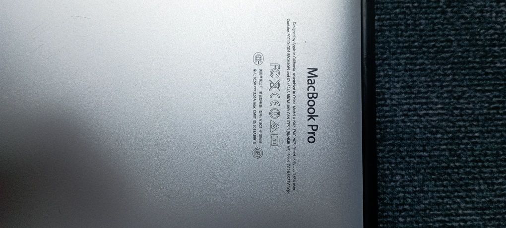 Продам рабочую машинку macbook pro a1502 core i5-4 ssd128 8gb ddr