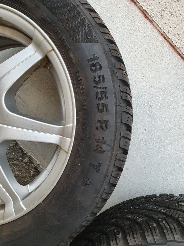 4 jante cu cauciucuri de iarna 185/55R14 4x100/54,1 6Jx14 Citroen,Kia,