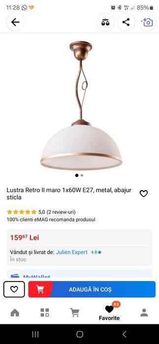 Vând lustra Retro II maro