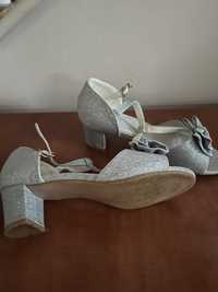 Sandale elegante, argintii, fete, mar 35