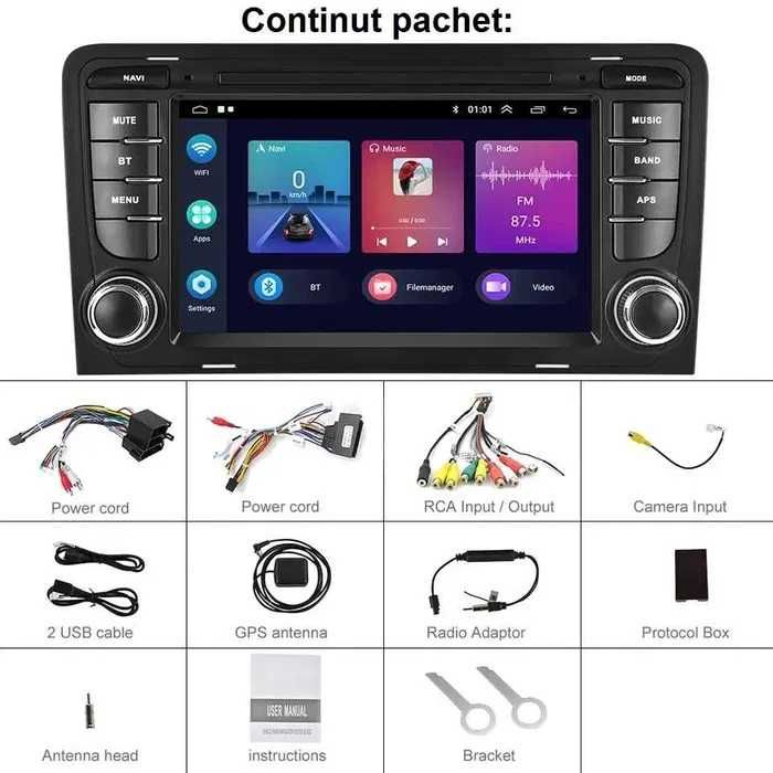 Navigatie Android dedicata Audi A3/S3/RS3 Carplay Android Auto