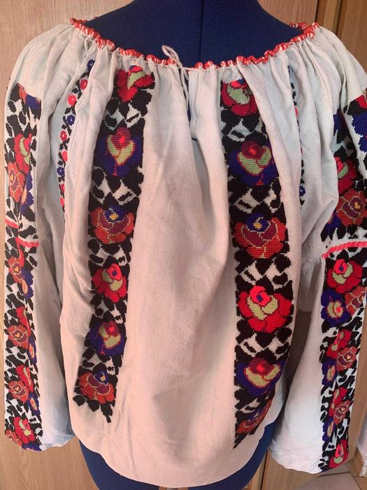 Ie vintage traditionala bumbac manual alb/negru/rosu/mov M/L