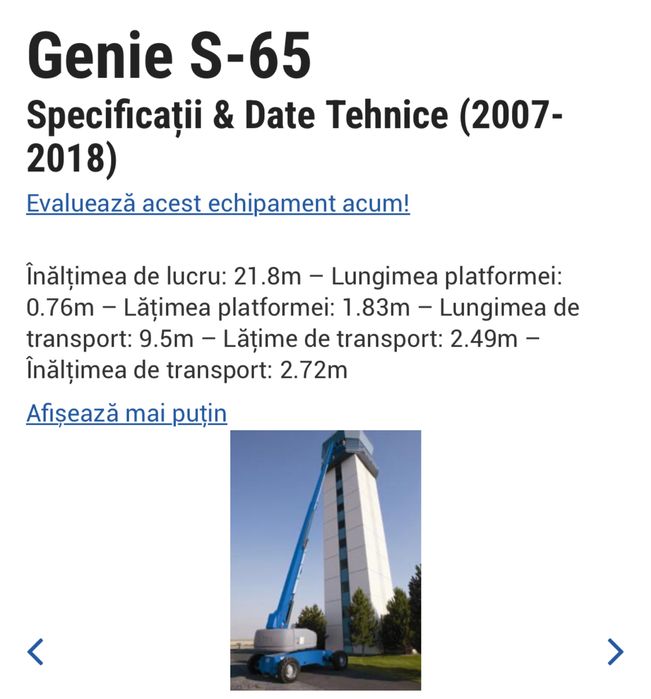 Nacela Grove 11m Genie/Tedex Dieci Manitou Inchiriere/Vanzare