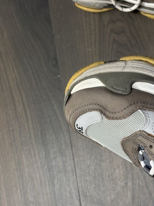 Balenciaga Grey Nubuck Leather and Mesh Triple S Low Top Sneakers