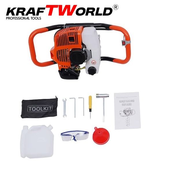 Градински бензинов свредел KraftWorld с двутактов двигател