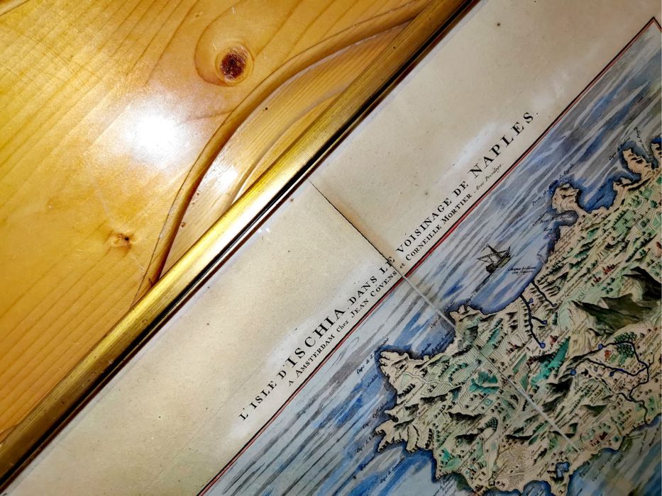 Картина литография карта оригинал L’isle d’Ischia Naples на 250 години