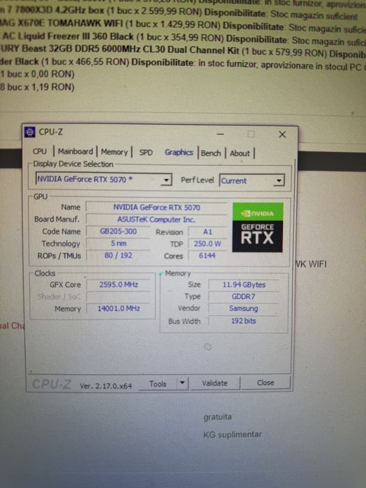 Pc Gaming RTX 5070 ryzen 7 7800x3d sau schimb cu laptop gaming .