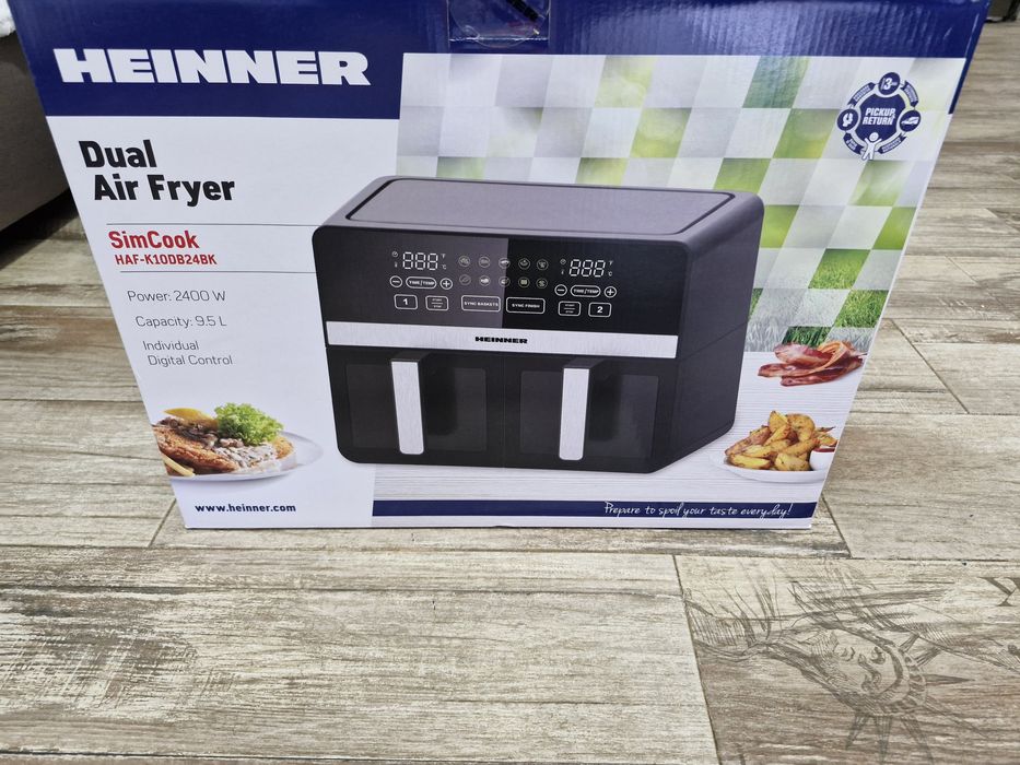 Friteuza dubla cu aer cald Heinner SimCook HAF-K10DB24BK, 2400W