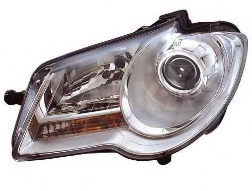 Far VW Touran (1T2) 01.2007-07.2010 DEPO stanga/dreapta, tip bec H7+H7, electric, cu motoras, rama silver 441-11B6L-LD-EM