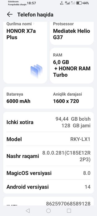 Honor X7 B sotiladi aybi yuq