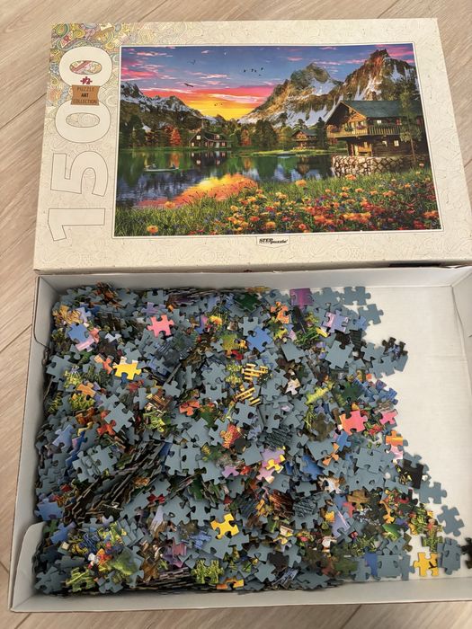 3 уп. пазлов 1000 и 1500 деталей (новый и бу)