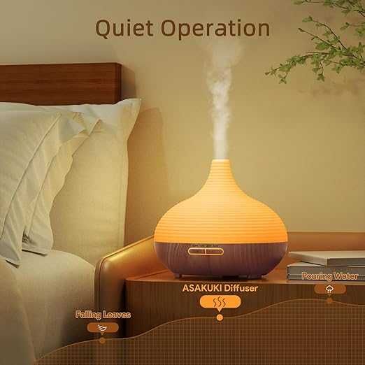 Арома дифузер за ароматерапия ASAKUKI, LED осветление, 300 ml