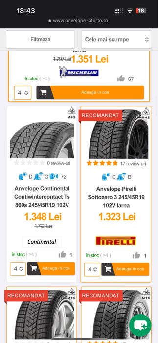 2 seturi cauciucuri Pirelii r19 (245/45) si (235/45), Anvelope