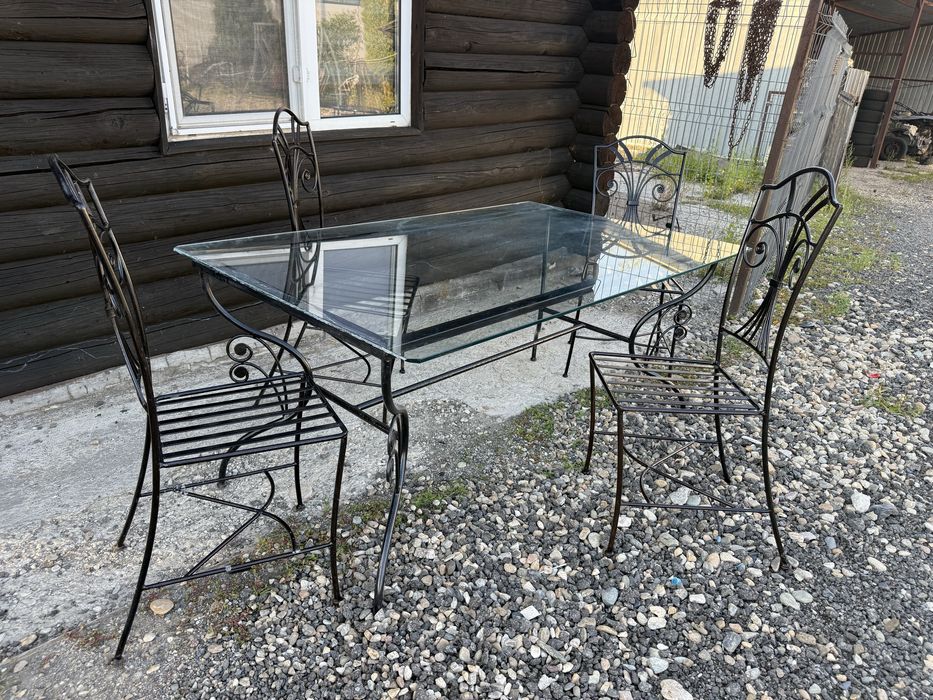 masa si scaune din fier forjat clasic 170 x 100