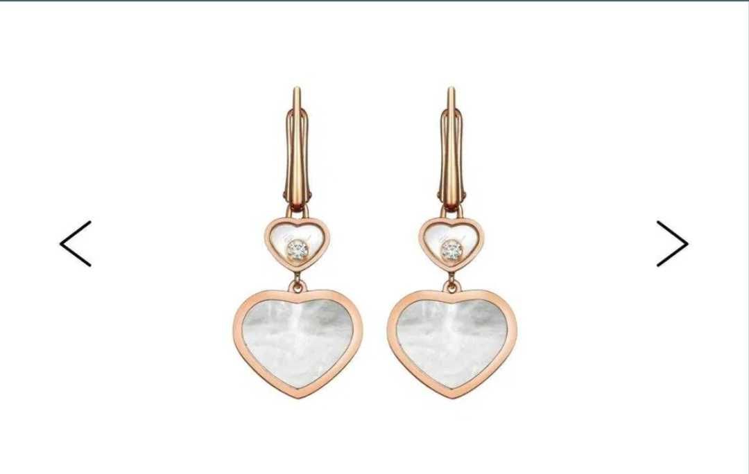 Chopard Серьги Happy Hearts   18 k розовое золото ,бриллианты 0.10 k