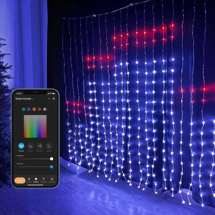 Instalatie Perdea 400 LED-uri, 3m x 2m, Digitala,  Cod QR aplicatie