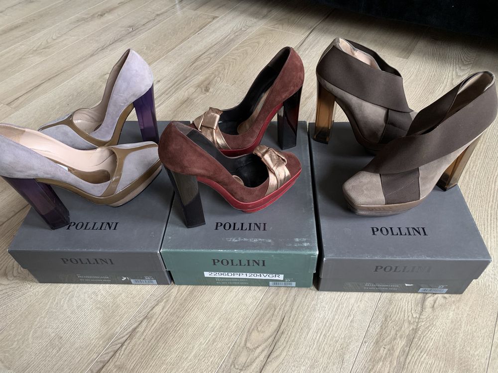 Pantofi eleganti, Pollini, masura 37, piele si piele intoarsa