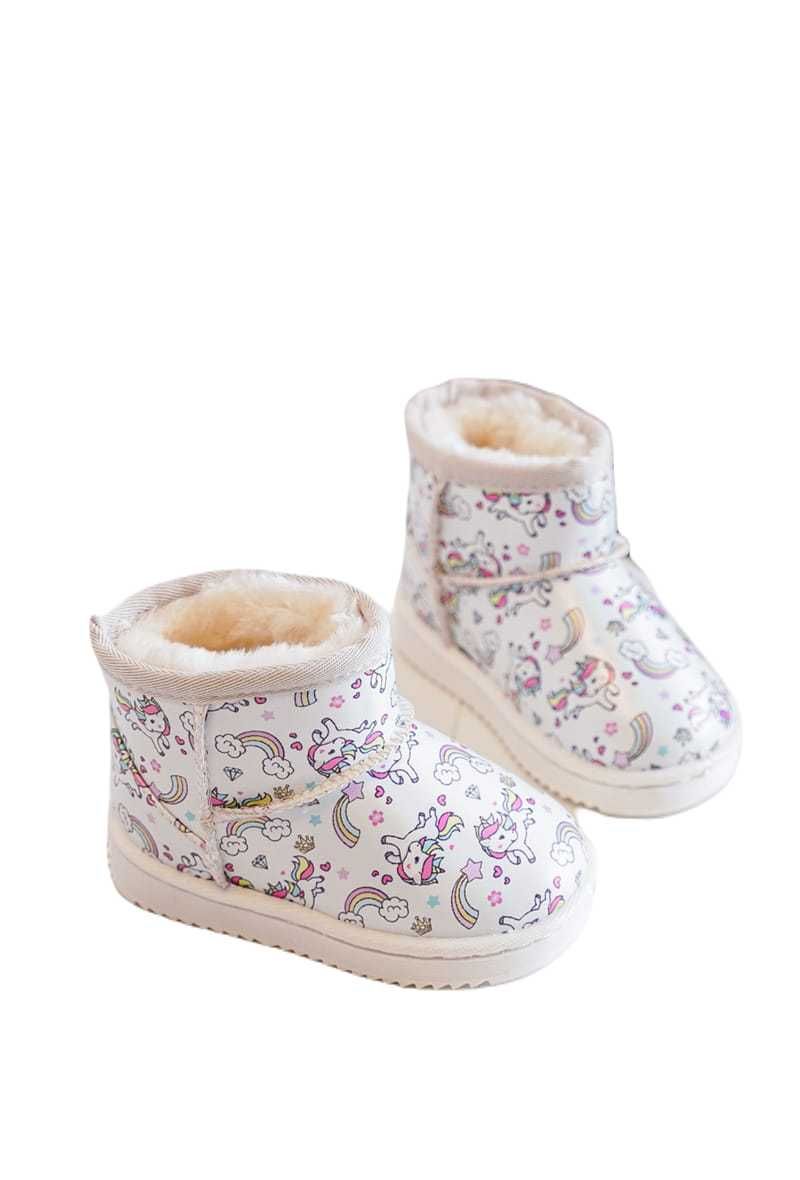 Cizme de zapada fetite, tip UGG, cu design unicorn