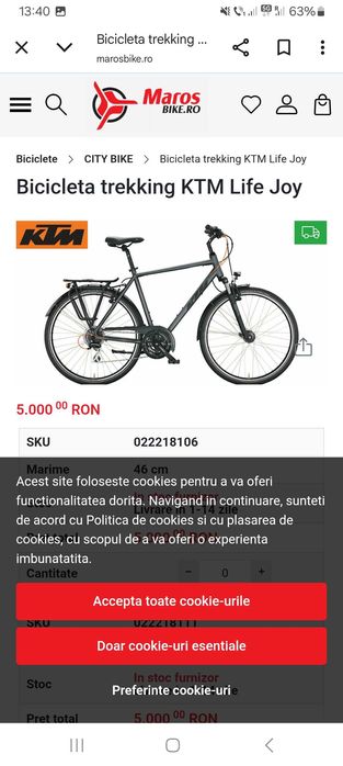 Vand bicicleta KTM life joy