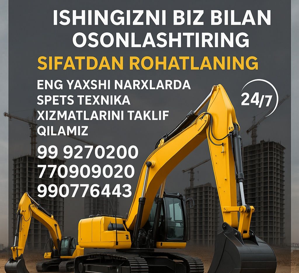 Ekskavatr xizmati ishingizni biz bilan osonlashtring