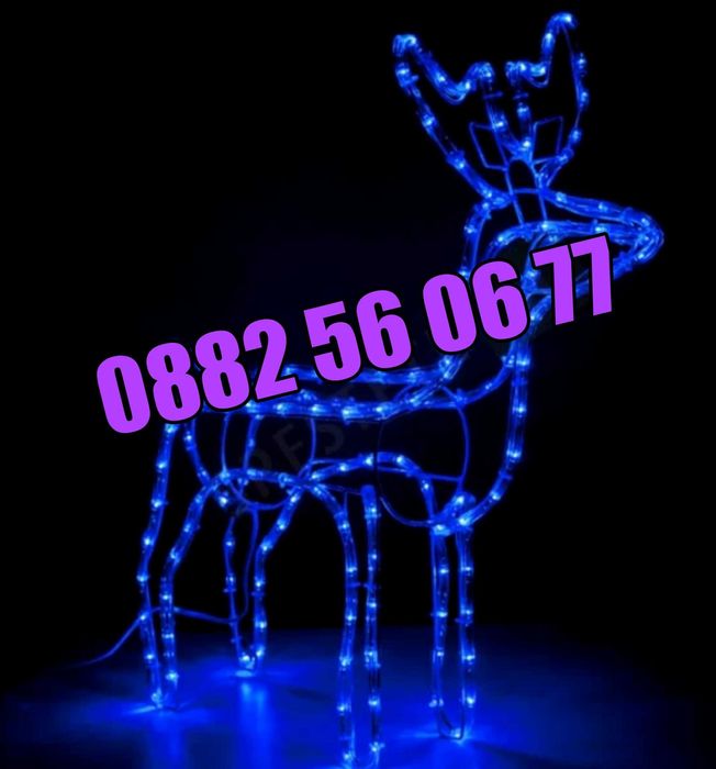 Коледен светещ елен, коледна украса, студено бяла светлина