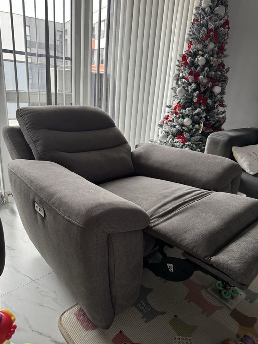 Фотьойл с електрически механизъм сив