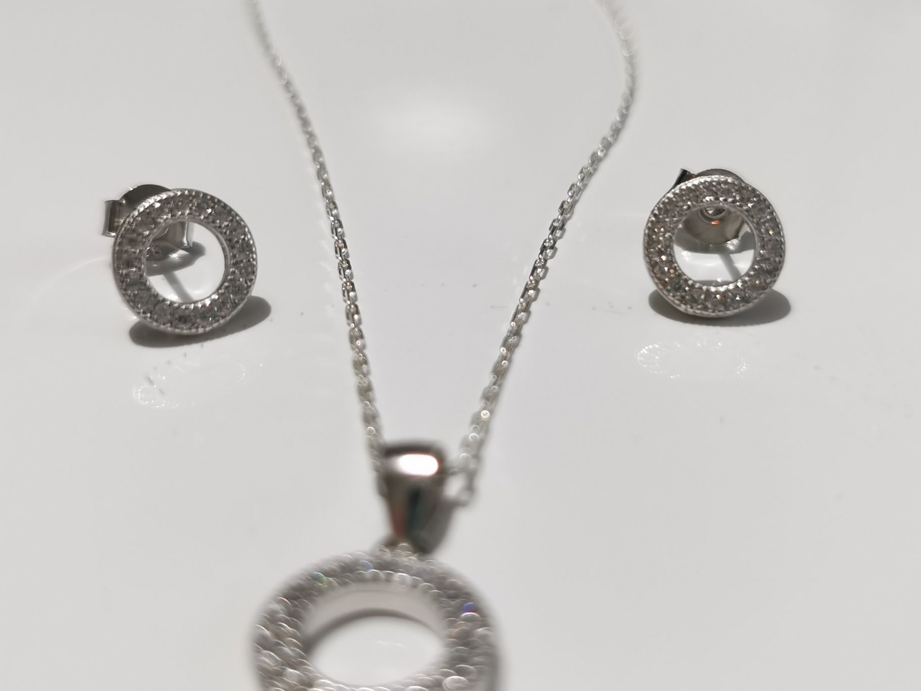 Set bijuterii argint - lant, pandantiv, cercei - cadou soție /iubita