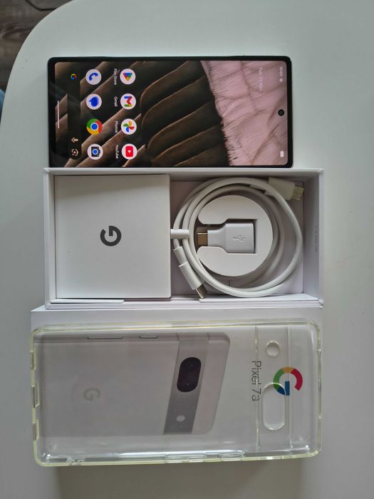 Telefon mobil Google Pixel 7a, Dual SIM, 128GB, 8GB RAM, 5G, Snow