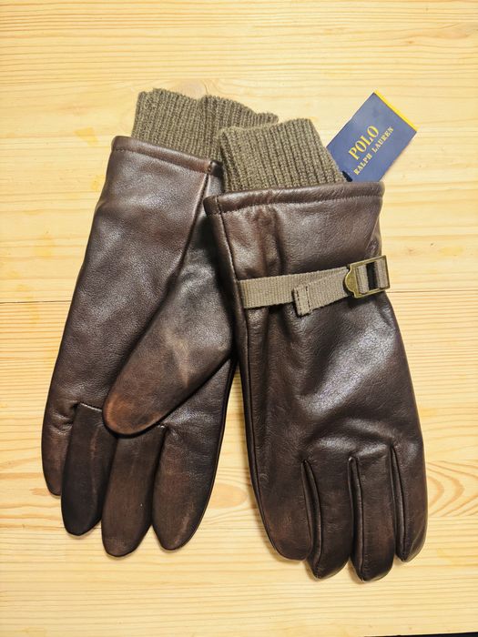 Mănuși Polo Ralph Lauren 2 în 1 din piele de oaie și lână merinos
