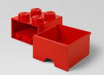 Cutie depozitare LEGO 2x2 cu sertar, rosu