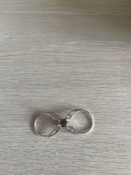 Inel aur alb 14k cu doua fete