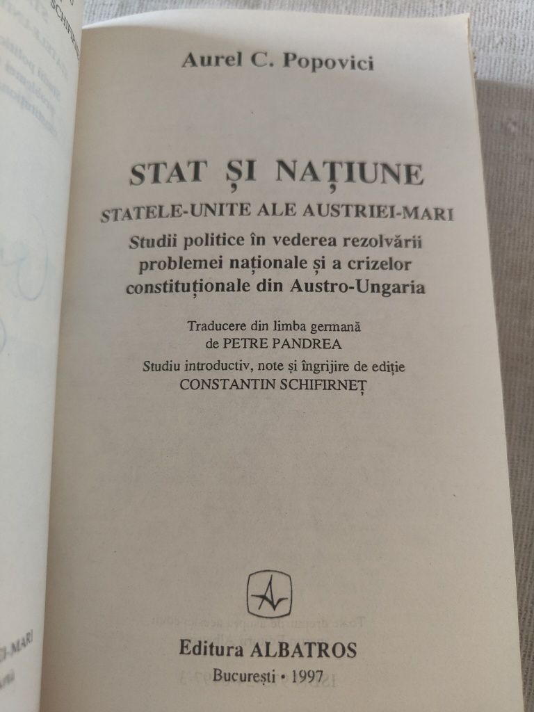 Aurel C. Popovici - Stat și națiune. Statele Unite ale Austriei Mari