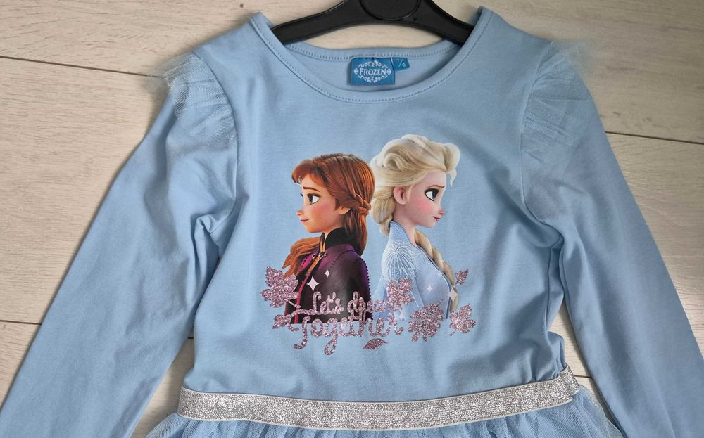 Нови 4 бр. памучни блузки 6-8 години, рокли Елза и Анна