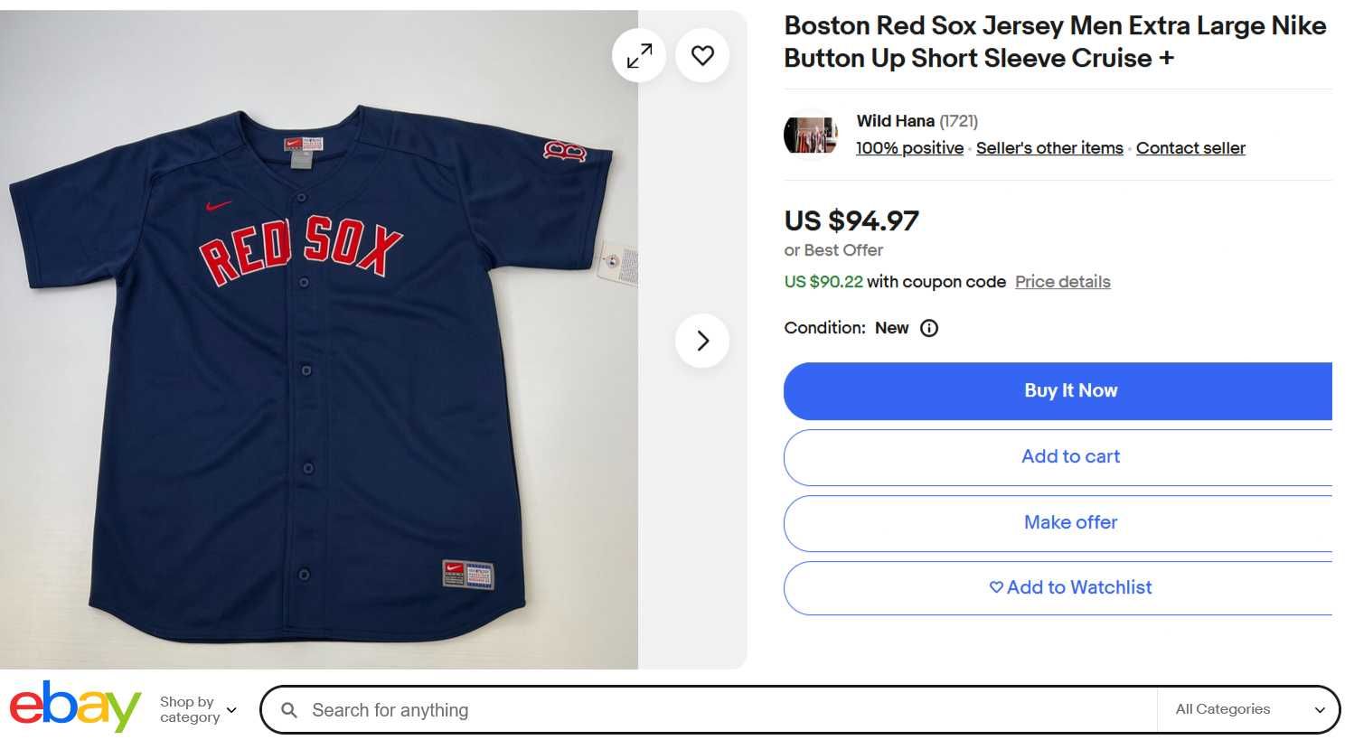 Vând tricou baseball Nike Red Sox, ORIGINAL și NOU, din SUA, mărimea M