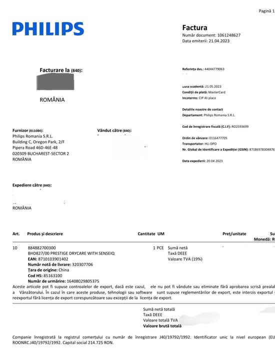 Uscător de păr PhiIips  SenseIQ cu 3 accesorii
BHD827/00
Uscător de p