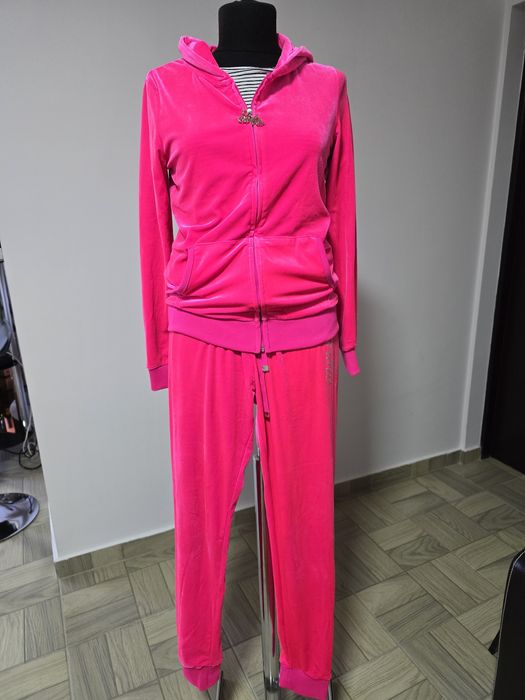 Trening dama roz fucsia din catifea Barbie Girl, model inscripționat