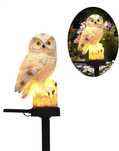 Lampa solara de gradina in forma de bufnita senzor de amurg IP44 alb