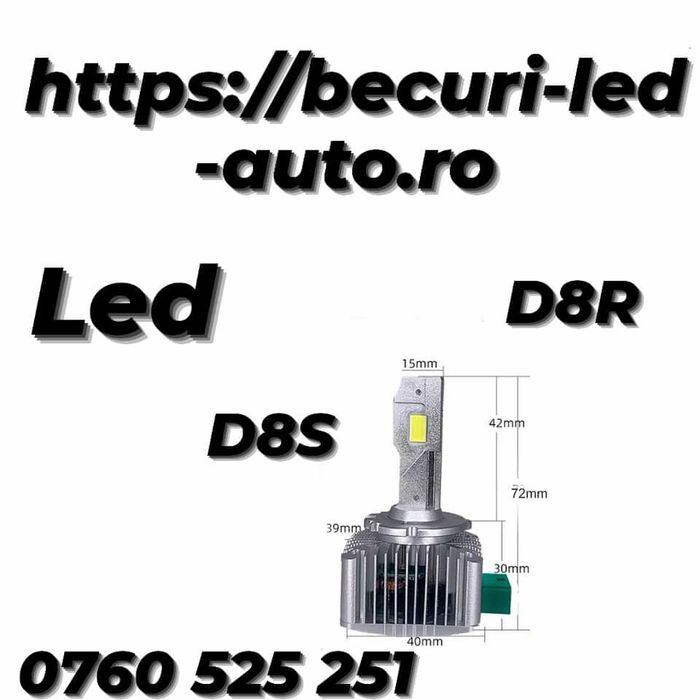 Set Două Becuri Led D8S / D8R 35000LUMENI/200WATTI/6000K