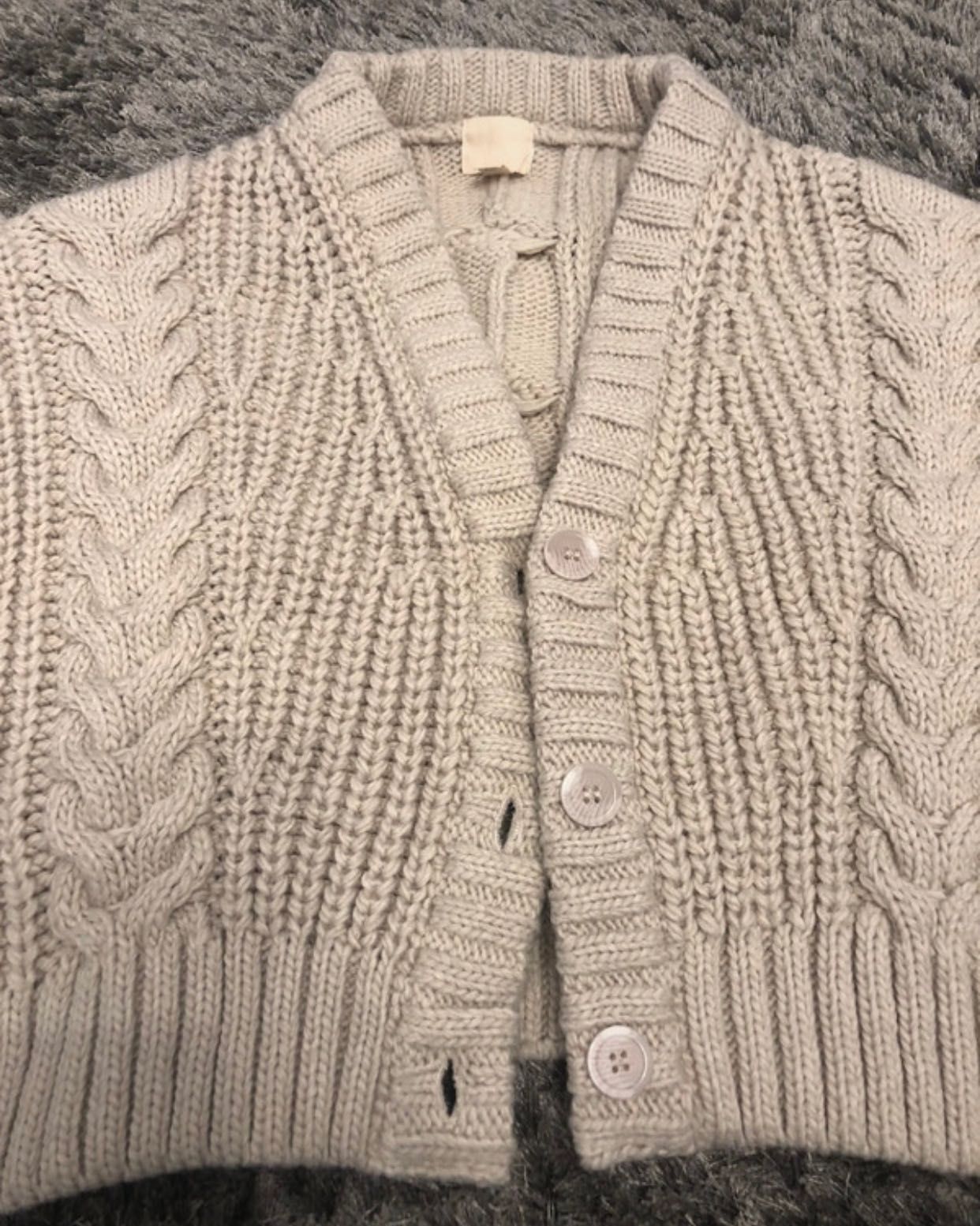 Cardigan dama gros cu franjuri crem H&M marimea S