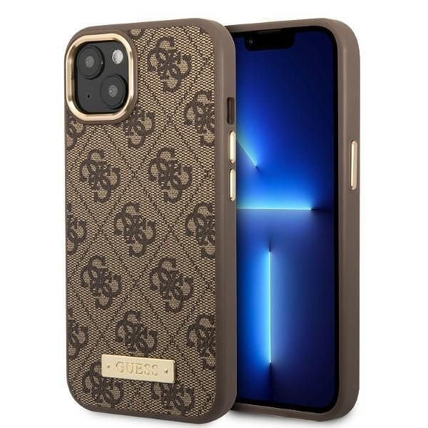 Guess hardcase 4g logo plate magsafe - дизайнерски кожен кейс с magsaf