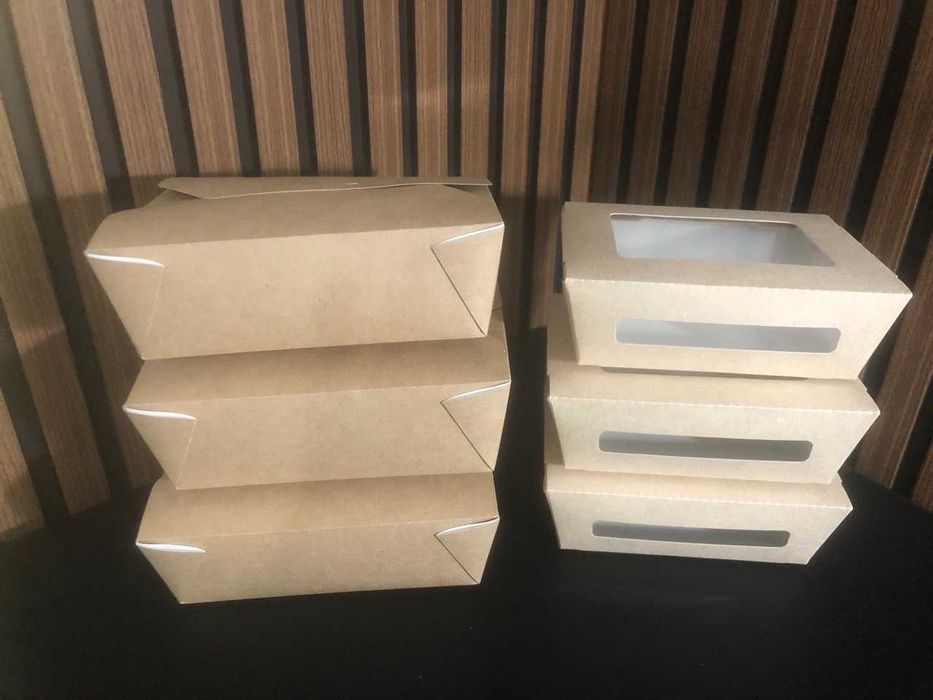 Бумажная упаковка для салатов, гарниров и вторых блюд