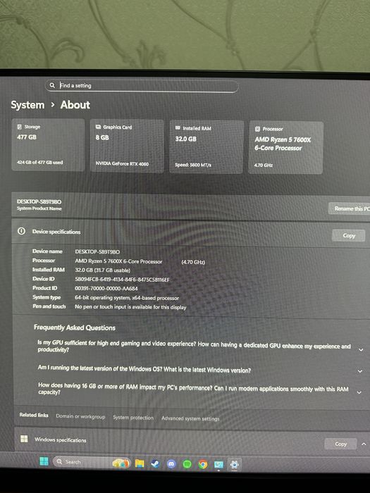 Мощный игровой ПК | RTX 4060 / Ryzen 5 7600x / 32 GB DDR5