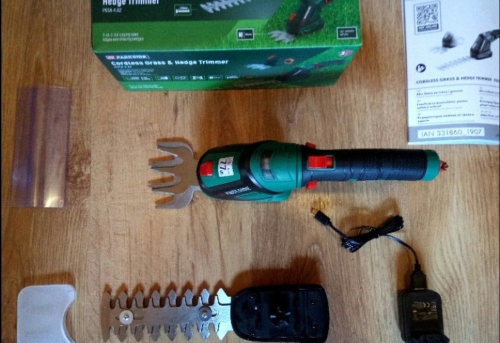 Foarfeca electrica Parkside pentru iarba și gard viu,acumulator 4v,Nou