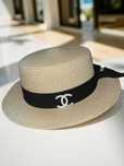 chanel сламена плетена шапка лятна капела шанел черна беж периферия