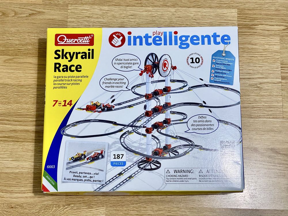 Set constructie Quercetti Skyrail Race, Pista cu bile, 185 piese