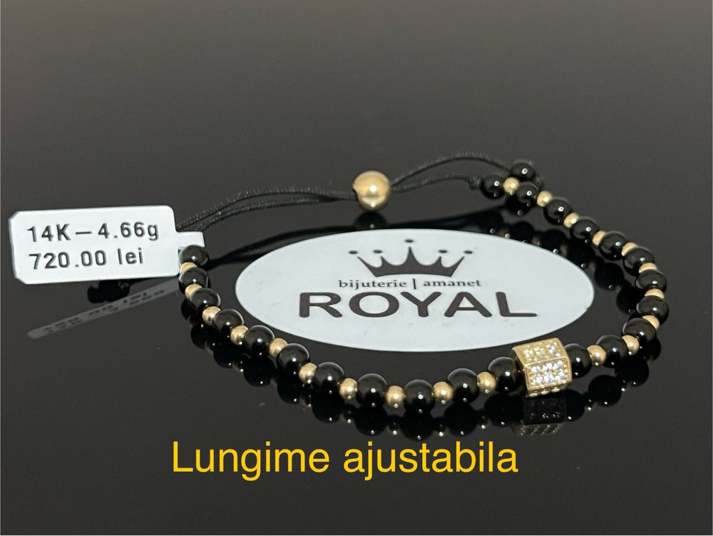 Bijuteria Royal CB : Bratara cu snur bile aur 14k 4,66 gr